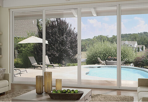 house with sliding glass door